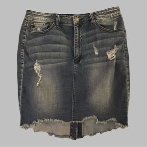 KANCAN Women’s Frayed Jean Skirt